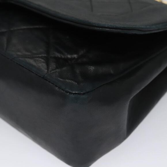 CHANEL Matelasse Turn Lock Chain Shoulder Bag Lamb Skin Black CC - Picture 15 of 16